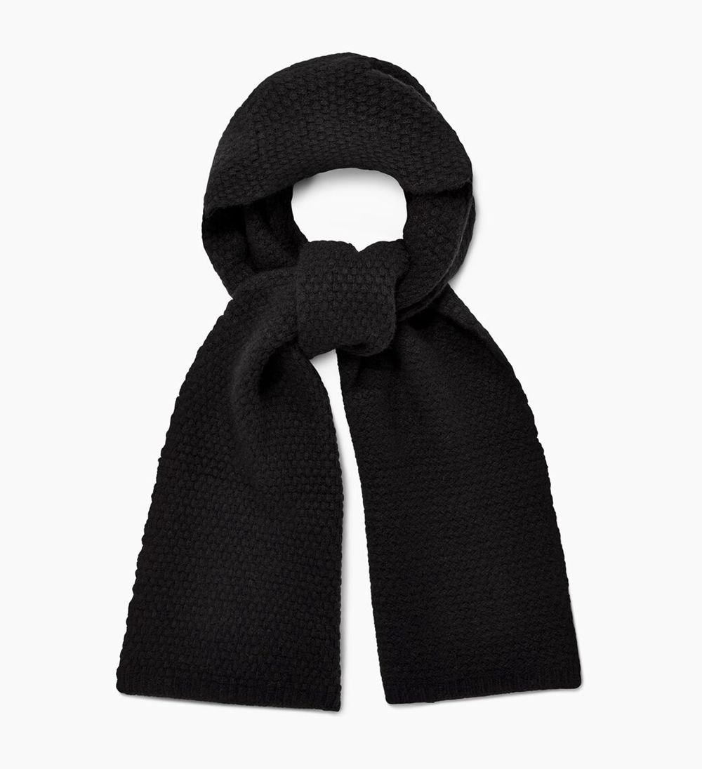 Ugg Scarfs Mens - Ugg Hendrix Popcorn Stitch Black - 721REKBSD